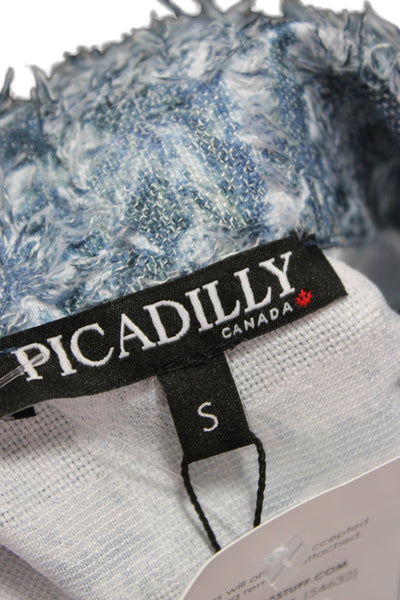 Picadilly Women Collared Check Button Jacket Blue Long Sleeve Polyester Size S