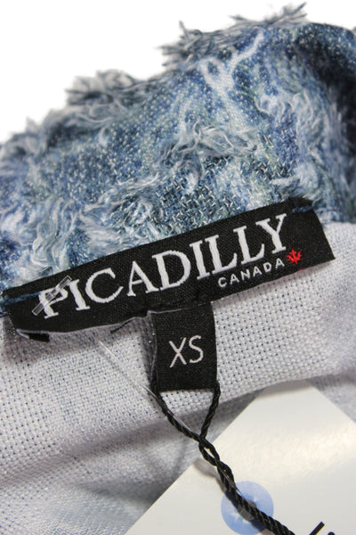 Picadilly Women Blue Check Collared Button Polyester Jacket Long Sleeve Size XS