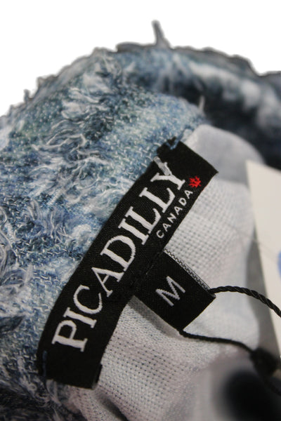 Picadilly Women Jacket Blue Check Collared Long Sleeve 100% Polyester Size M
