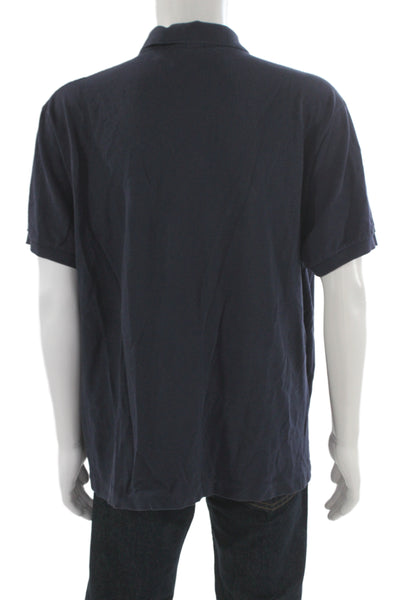 Lacoste Mens Short Sleeve Collared Knit Polo Shirt Navy Blue Cotton Size 9