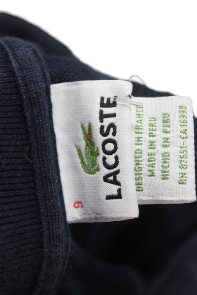 Lacoste Mens Short Sleeve Collared Knit Polo Shirt Navy Blue Cotton Size 9