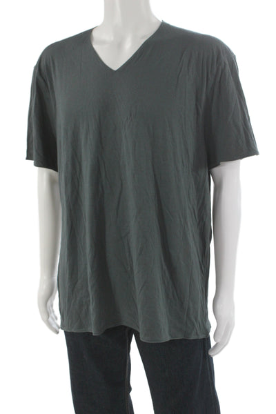 John Varvatos Mens V-Neck Dark Gray Cotton Short Sleeve T-Shirt Size 2XL
