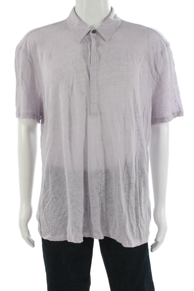 John Varvatos Mens Short Sleeve Collared Knit Polo Shirt Purple Cotton Size 2XL