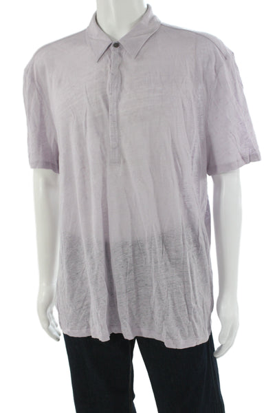 John Varvatos Mens Short Sleeve Collared Knit Polo Shirt Purple Cotton Size 2XL