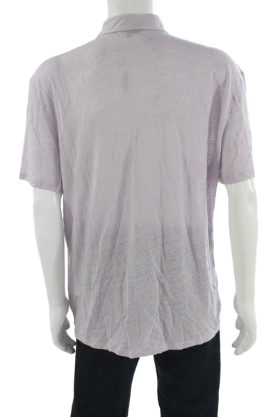 John Varvatos Mens Short Sleeve Collared Knit Polo Shirt Purple Cotton Size 2XL