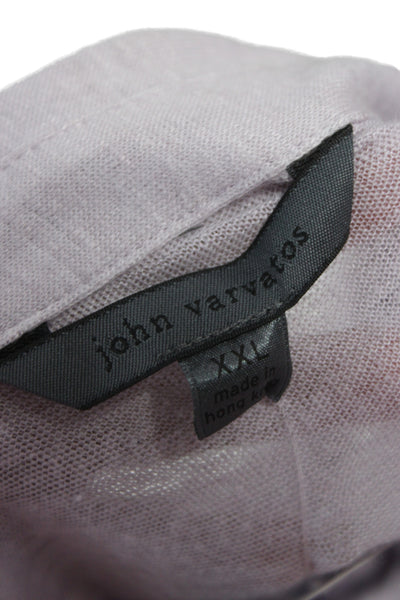 John Varvatos Mens Short Sleeve Collared Knit Polo Shirt Purple Cotton Size 2XL