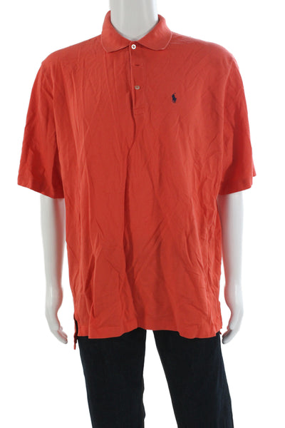 Polo Golf Ralph Lauren Mens Short Sleeve Collared Knit Polo Shirt Orange Size XL