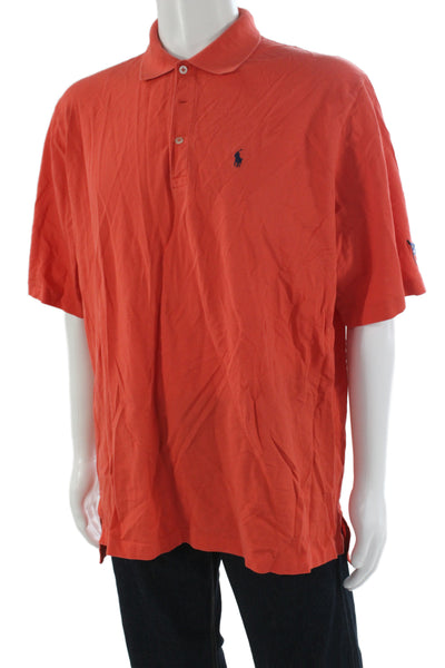 Polo Golf Ralph Lauren Mens Short Sleeve Collared Knit Polo Shirt Orange Size XL