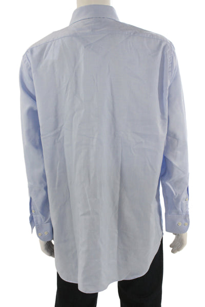 Saks Fifth Avenue Mens Point Collar Dress Shirt Light Blue Cotton Size 17.5