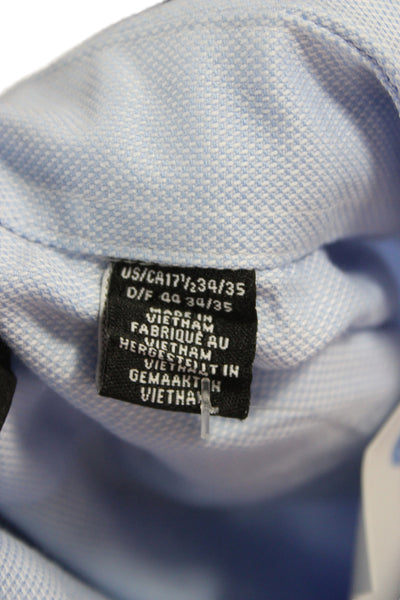 Saks Fifth Avenue Mens Point Collar Dress Shirt Light Blue Cotton Size 17.5