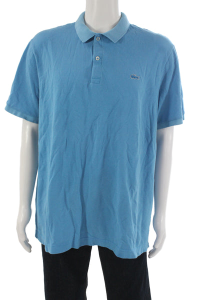 Lacoste Mens Short Sleeve Collared Knit Polo Shirt Blue Cotton Size 3XL
