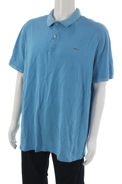 Lacoste Mens Short Sleeve Collared Knit Polo Shirt Blue Cotton Size 3XL