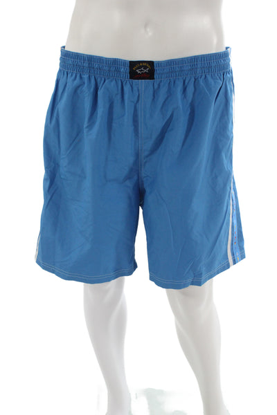 Paul & Shark Mens Drawstring Logo Trim Swim Trunks Blue White Size 2XL
