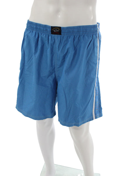 Paul & Shark Mens Drawstring Logo Trim Swim Trunks Blue White Size 2XL