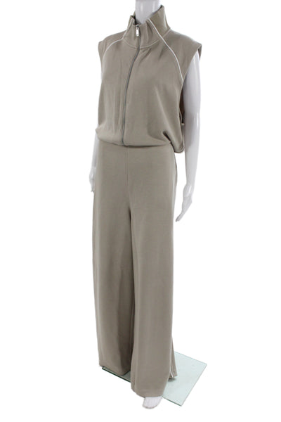 Spanx Womens High Neck Sleeveless Jumpsuit Beige Solid TENCEL Size 3X