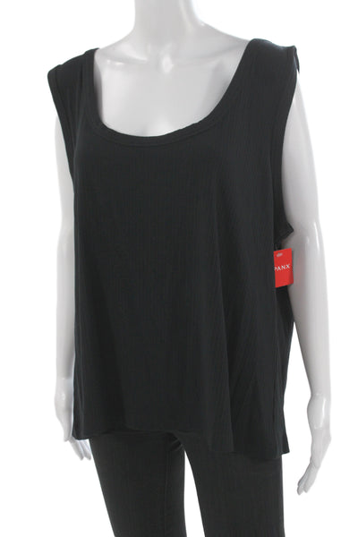 Spanx Womens Basic Tank Black Cotton Round Neck Sleeveless Size 3X