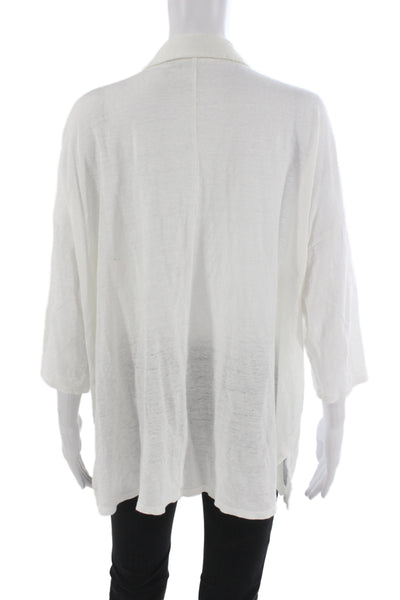 Eileen Fisher Women Tunic Button-Up Organic Linen White 3/4 Sleeve Size 1X