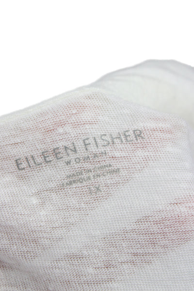 Eileen Fisher Women Tunic Button-Up Organic Linen White 3/4 Sleeve Size 1X