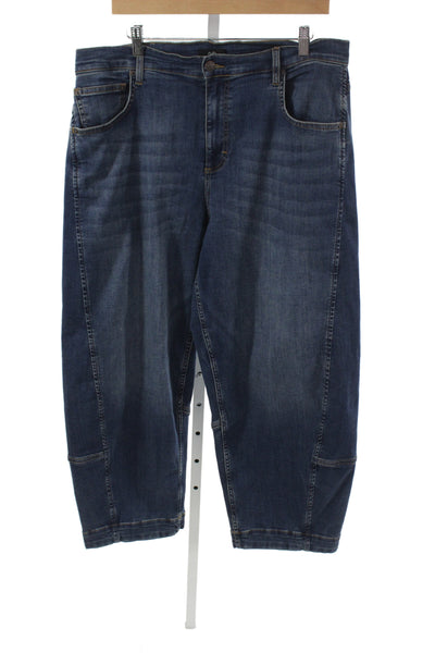 Ruti Unisex High Rise Cropped Wide-Leg Jeans Dark Blue Size 14