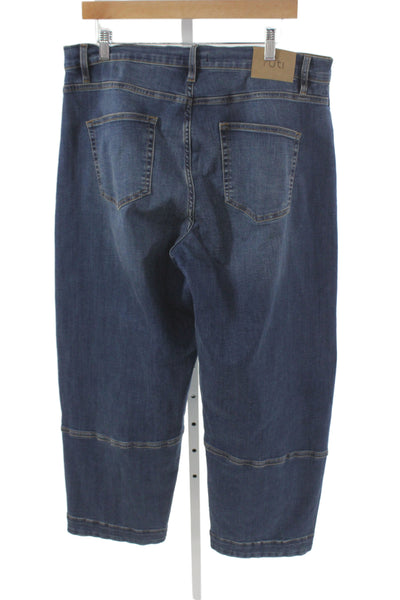 Ruti Unisex High Rise Cropped Wide-Leg Jeans Dark Blue Size 14
