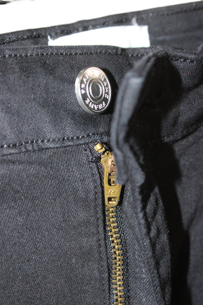 Frame Unisex Black Straight Cropped Denim Jeans Size 34