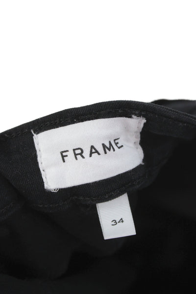 Frame Unisex Black Straight Cropped Denim Jeans Size 34