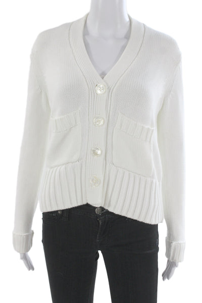 Brooks Brothers Unisex Cardigan Sweater V-Neck White Supima Cotton Size XS