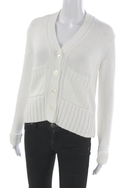 Brooks Brothers Unisex Cardigan Sweater V-Neck White Supima Cotton Size XS