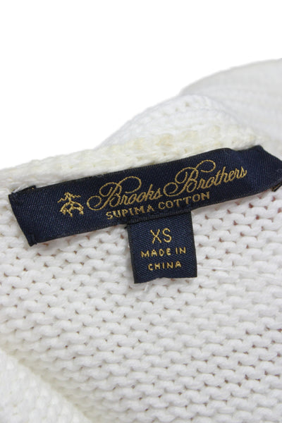 Brooks Brothers Unisex Cardigan Sweater V-Neck White Supima Cotton Size XS