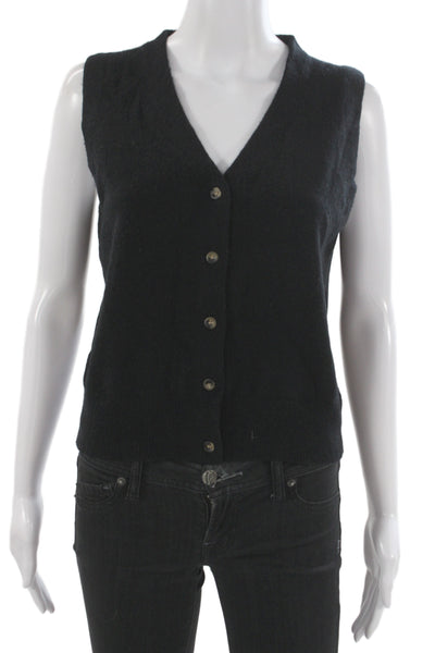 ASTR Women Black V-Neck Wool Blend Vest Sleeveless Size M