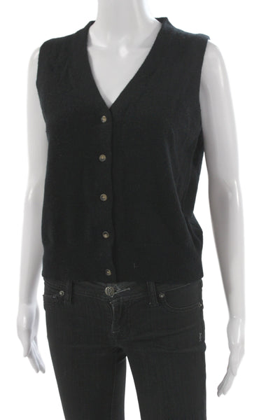 ASTR Women Black V-Neck Wool Blend Vest Sleeveless Size M