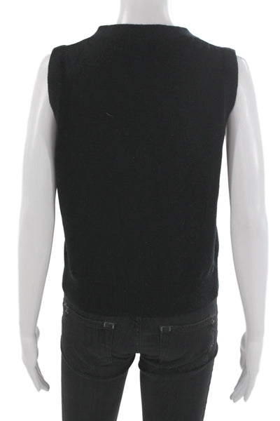 ASTR Women Black V-Neck Wool Blend Vest Sleeveless Size M
