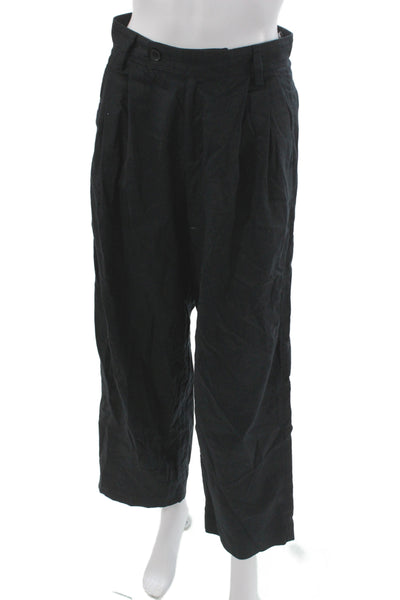 Banana Republic Unisex Dress Pants Black Linen Cotton Blend Size 2