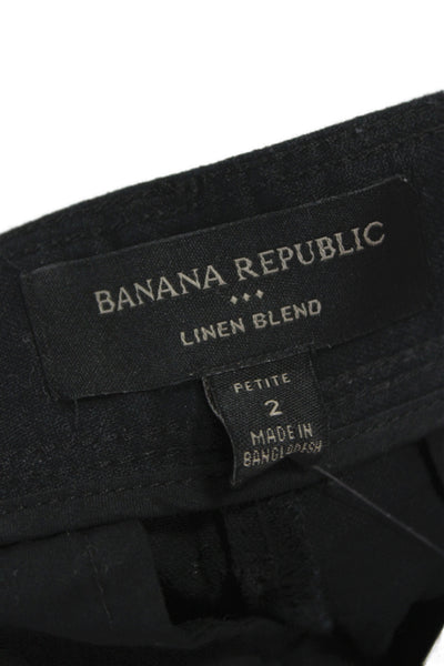 Banana Republic Unisex Dress Pants Black Linen Cotton Blend Size 2
