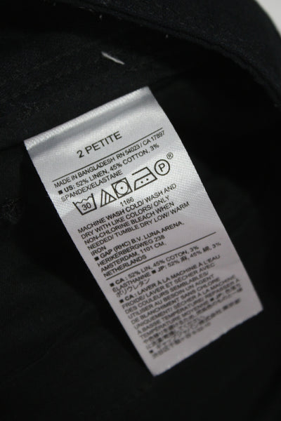 Banana Republic Unisex Dress Pants Black Linen Cotton Blend Size 2