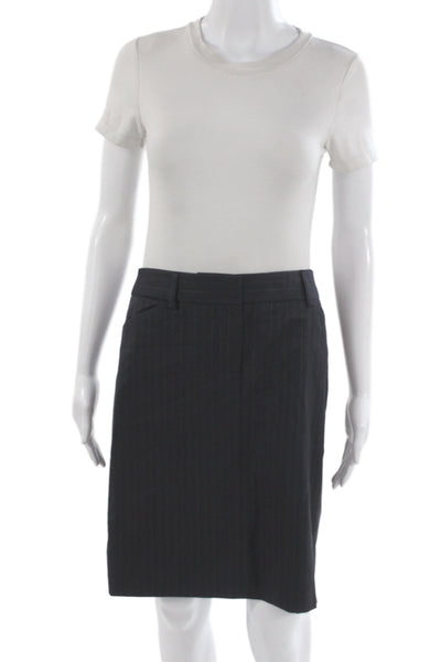 J Crew Women Straight Pencil Skirt Dark Gray Striped Wool Size 2