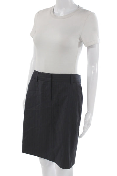 J Crew Women Straight Pencil Skirt Dark Gray Striped Wool Size 2