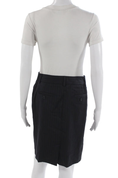 J Crew Women Straight Pencil Skirt Dark Gray Striped Wool Size 2