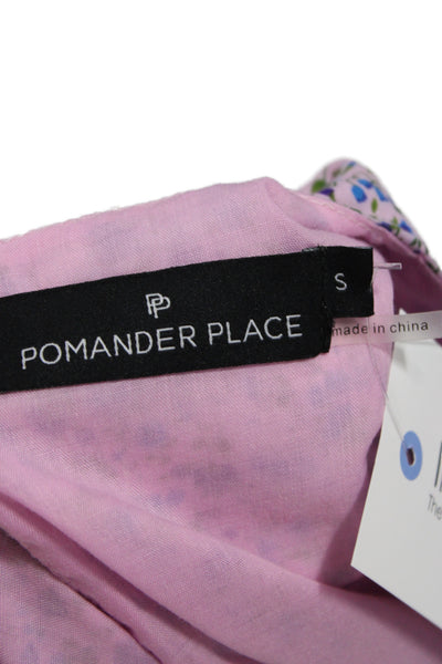 Pomander Place Women Pink Floral Cotton Shift Sundress Short Sleeve Size S
