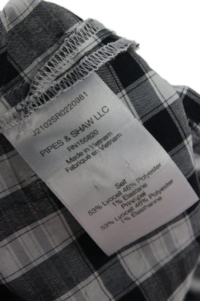 Veronica Beard Women Black Plaid Collared Button-Up 3/4 Sleeve 90s Size XS