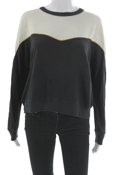 The Great Women Pullover Sweatshirt Black Cotton Long Sleeve Size 0