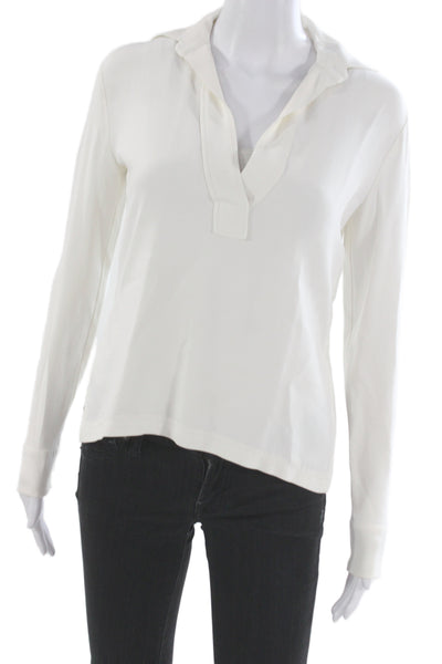 Helmut Womens Basic Collared Button Front Blouse White Long Sleeve Size XS