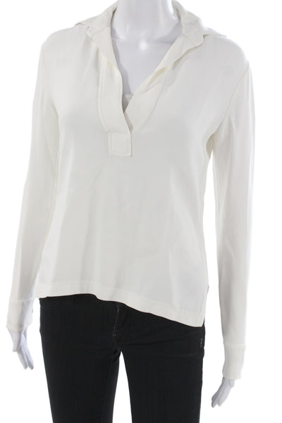 Helmut Womens Basic Collared Button Front Blouse White Long Sleeve Size XS