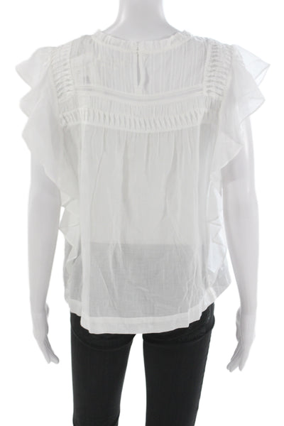 Isabel Marant Etoile Women White Crew Neck Cap Sleeve Blouse Size 34