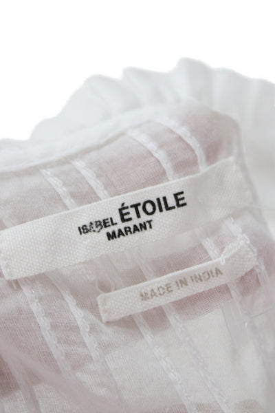Isabel Marant Etoile Women White Crew Neck Cap Sleeve Blouse Size 34