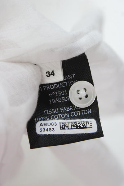 Isabel Marant Etoile Women White Crew Neck Cap Sleeve Blouse Size 34