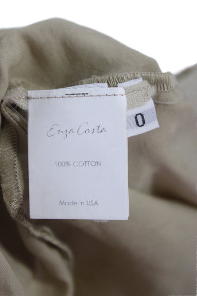 Enza Costa Women Slip Dress Beige 100% Cotton Square Neck Long Size 0