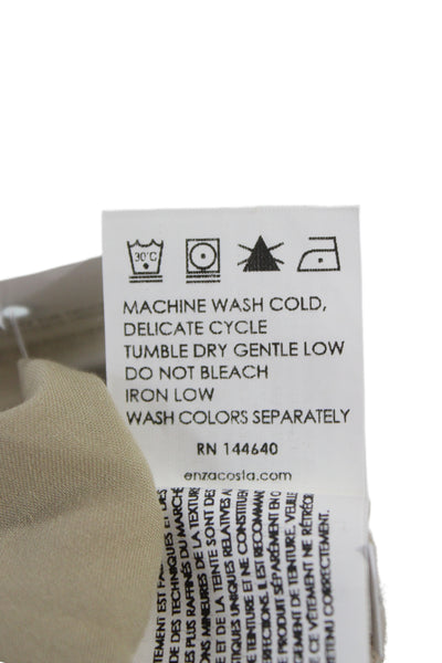 Enza Costa Women Slip Dress Beige 100% Cotton Square Neck Long Size 0