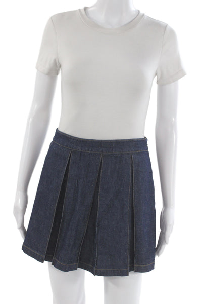 J Crew Womens Pleated Skort Dark Blue 100% Cotton Mini Size 12