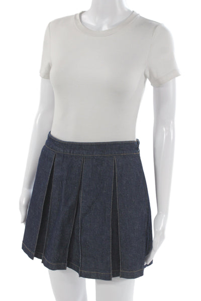 J Crew Womens Pleated Skort Dark Blue 100% Cotton Mini Size 12